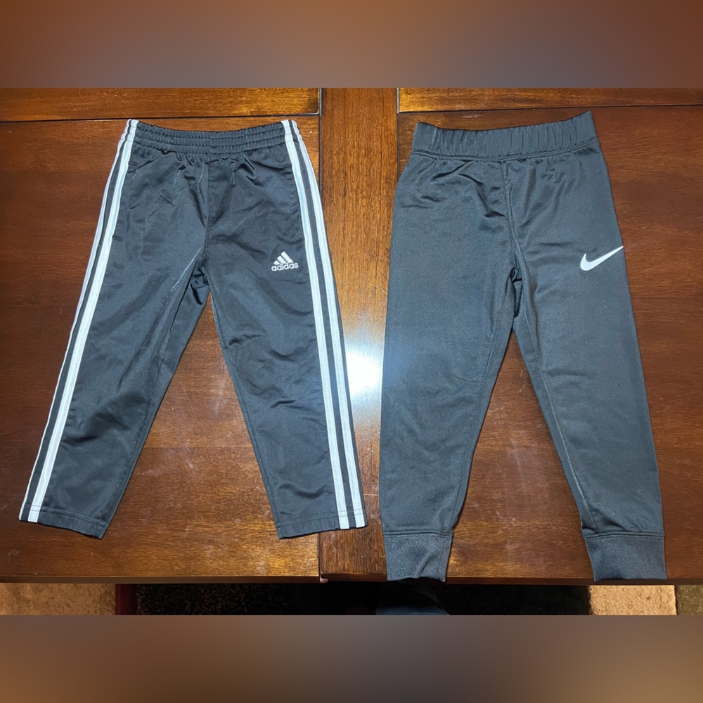 Adidas Kids Black Sweatpants with White Stripes